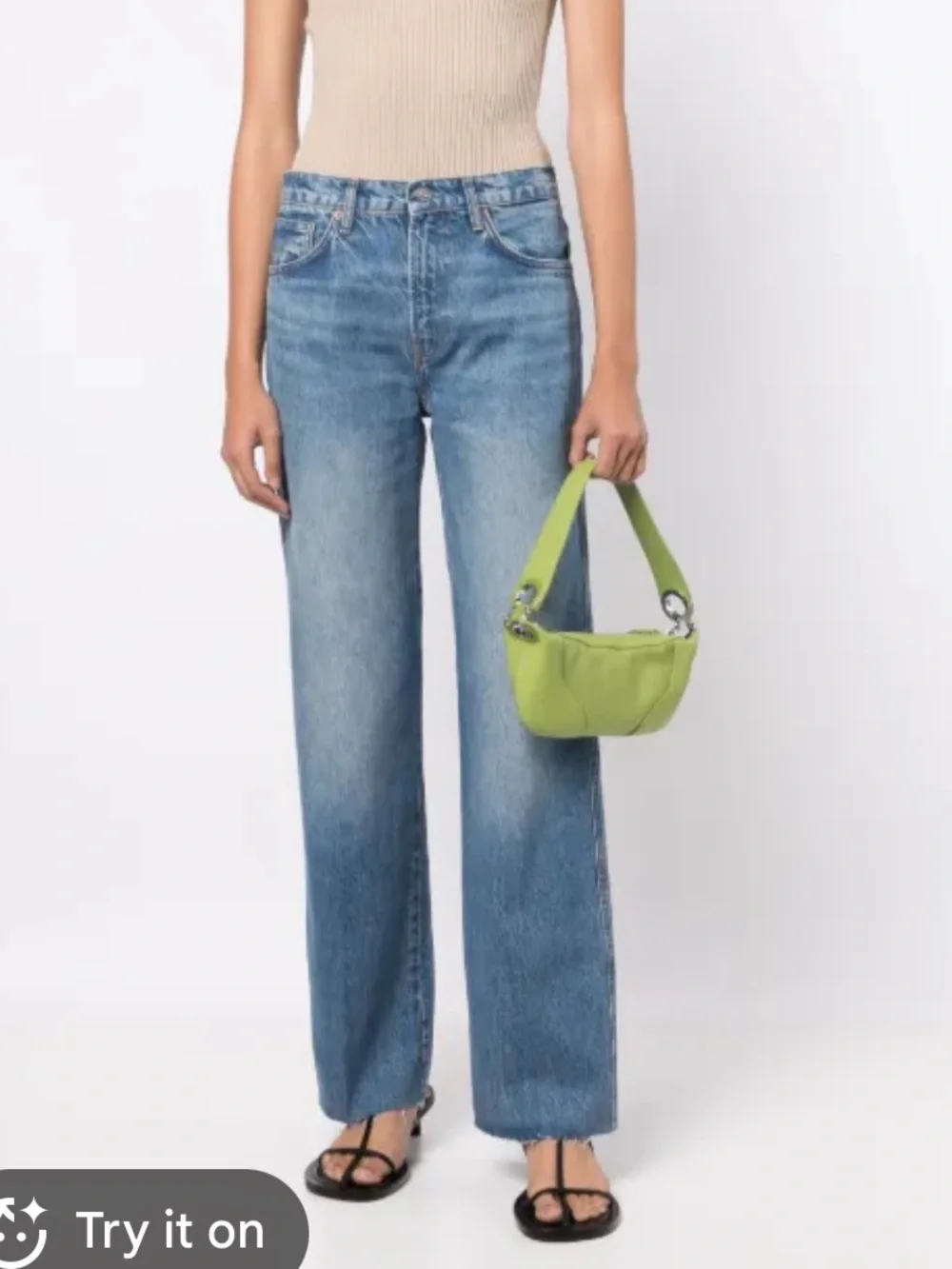 Reformation Val 90s Mid Rise Straight Jeans - Light Blue